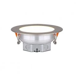 Round Slim Disk 5.50 in. Nickel Warm White New Construction Recessed Integrated LED Trim Kit by AMAX LIGHTING