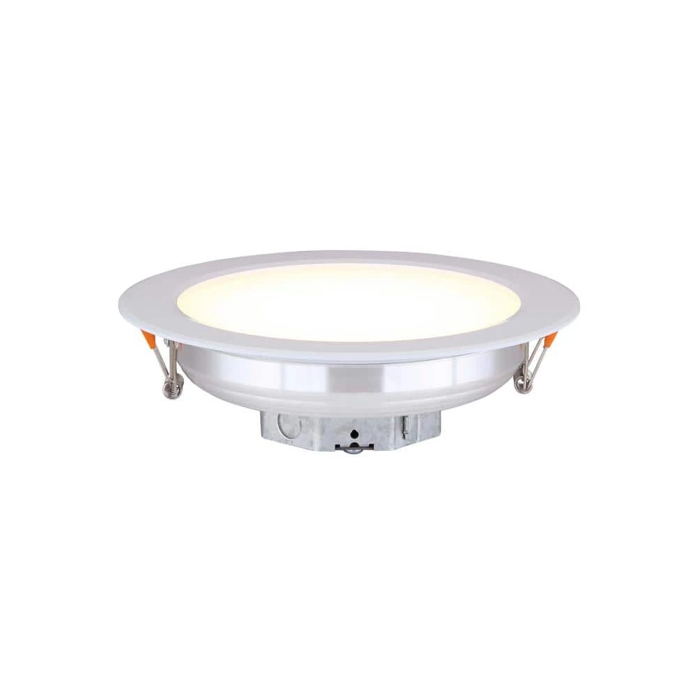 Round Slim Disk Length 7.75 in. 3000K Warm White New Construction White Integrated LED Recessed Trim Kit Round Fixture by AMAX LIGHTING 3 Round Slim Disk Length 7.75 in. 3000K Warm White New Construction White Integrated LED Recessed Trim Kit Round Fixture by AMAX LIGHTING