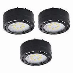 LED Black Puck Light with Power Cord (3-Pack) by AMAX LIGHTING -AMAX LIGHTING Shop black amax lighting puck lights 3580led pl3blk 4f 1000