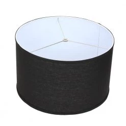 18 in. Top Diameter x 18 in. Bottom Diameter x 11 in. H Designer Linen Black Drum Lamp Shade by FenchelShades.com