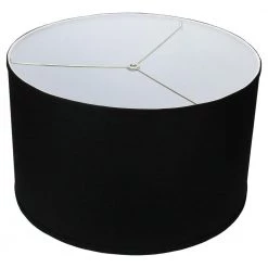 18 in. Top Diameter x 18 in. Bottom Diameter x 11 in. H Linen Black Drum Lamp Shade by FenchelShades.com