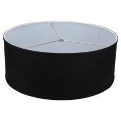 18 in. Top Diameter x 18 in. Bottom Diameter x 7 in. H Linen Black Drum Lamp Shade by FenchelShades.com