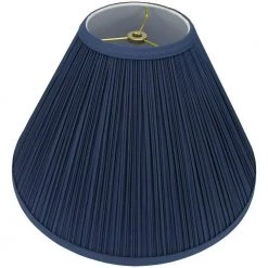 5 in. Top Diameter x 15 in. Bottom Diameter x 10 in. Slant Pleated Mushroom Navy Blue Coolie Lamp Shade by FenchelShades.com