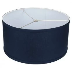 Fenchel Shades 14 in. Top Diameter x 14 in. Bottom Diameter x 7 in. Height, Drum Lamp Shade - Linen Navy Blue by FenchelShades.com