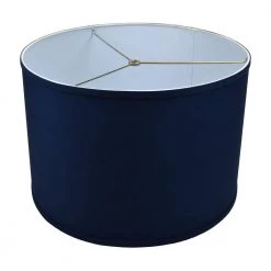 Fenchel Shades 18 in. Top Diameter x 18 in. Bottom Diameter x 12 in. Height Drum Lamp Shade - Pleated Mushroom Navy Blue by FenchelShades.com