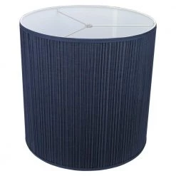Fenchel Shades 18 in. Top Diameter x 18 in. Bottom Diameter x 18 in. Height Drum Lamp Shade - Pleated Mushroom Navy Blue by FenchelShades.com
