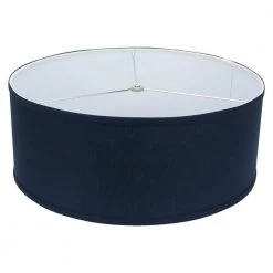 18 in. Top Diameter x 18 in. Bottom Diameter x 7 in. H Linen Navy Blue Drum Lamp Shade by FenchelShades.com