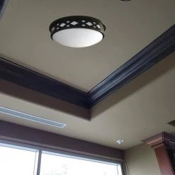 Diamond Lattice 10 in. 1-Light Bronze LED Flush Mount 3000K by AMAX LIGHTING -AMAX LIGHTING Shop bronze amax lighting flush mount lights led jr001db w 4f 1000