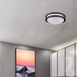 JR 14 in. 1-Light Bronze LED Flush Mount Light 3000K by AMAX LIGHTING -AMAX LIGHTING Shop bronze amax lighting flush mount lights led jr002lbz w 31 1000