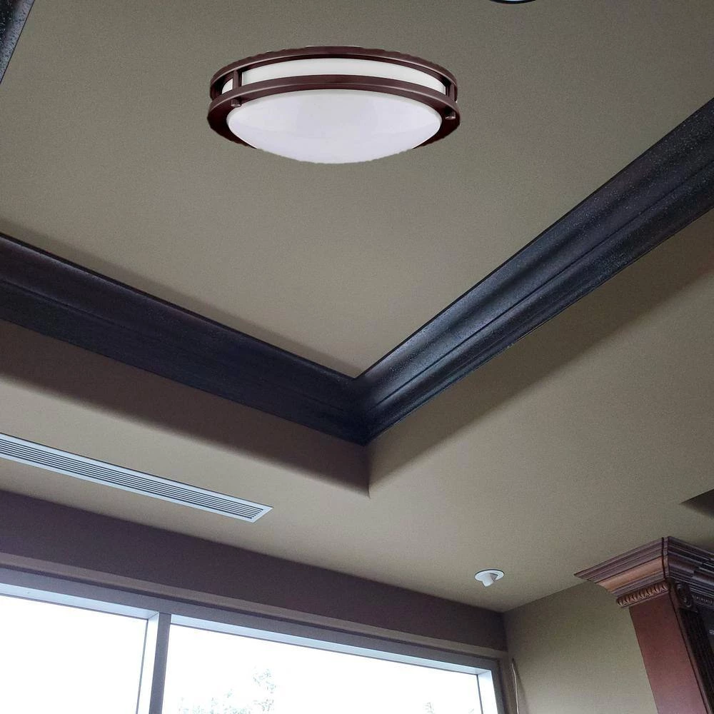 JR 17 in. 1-Light Bronze LED Flush Mount Light 4000K by AMAX LIGHTING 4 JR 17 in. 1-Light Bronze LED Flush Mount Light 4000K by AMAX LIGHTING - Image 2