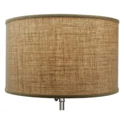 18 in. W x 11 in. H Burlap Natural/Nickel Hardware Drum Lamp Shade by FenchelShades.com -AMAX LIGHTING Shop brown tan nickel fenchelshades com lamp shades 18 18 11 w b nat 4f 1000