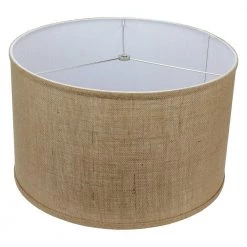 18 in. W x 11 in. H Burlap Natural/Nickel Hardware Drum Lamp Shade by FenchelShades.com