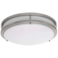 JR 14 in. 1-Light Nickel LED Flush Mount Light 3000K by AMAX LIGHTING