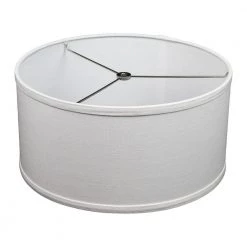 Fenchel Shades 14 in. Top Diameter x 14 in. Bottom Diameter x 7 in. Height, Drum Lamp Shade - Designer Linen Off White by FenchelShades.com